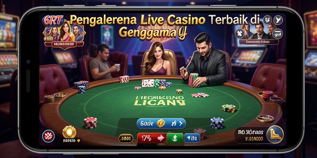 Tampilan gameplay Live Casino yang mendebarkan dan interaktif di aplikasi 6RT.