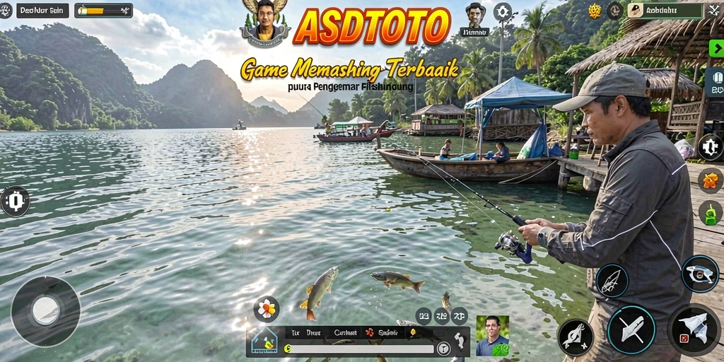 Screenshot gameplay ASDTOTO yang menunjukkan aktivitas memancing yang seru.