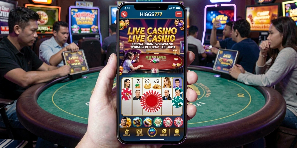 Screenshot HIGGS777 menampilkan dealer langsung dan gameplay kasino yang menarik.