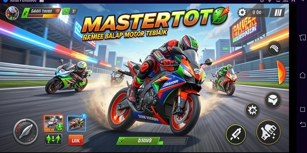 Gameplay MASTERTOTO yang mendebarkan dan penuh aksi balap motor.