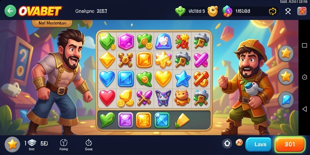 Screenshot gameplay OVABET menampilkan aksi seru dalam mencocokkan item.