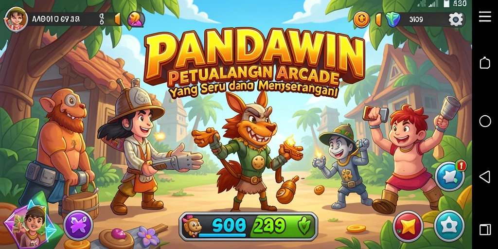 Tampilan gameplay arcade yang seru dan penuh warna.