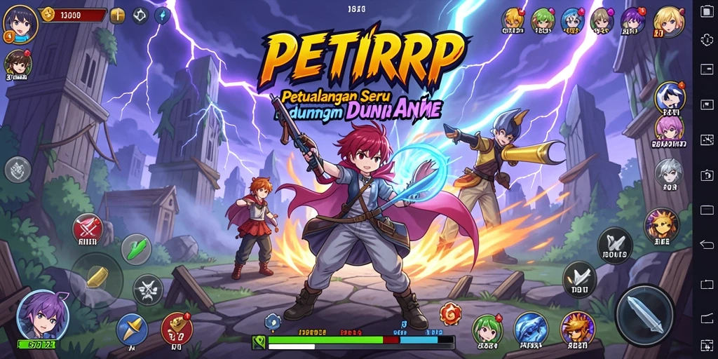Tangkapan layar gameplay PETIRRP dengan karakter anime yang menakjubkan.