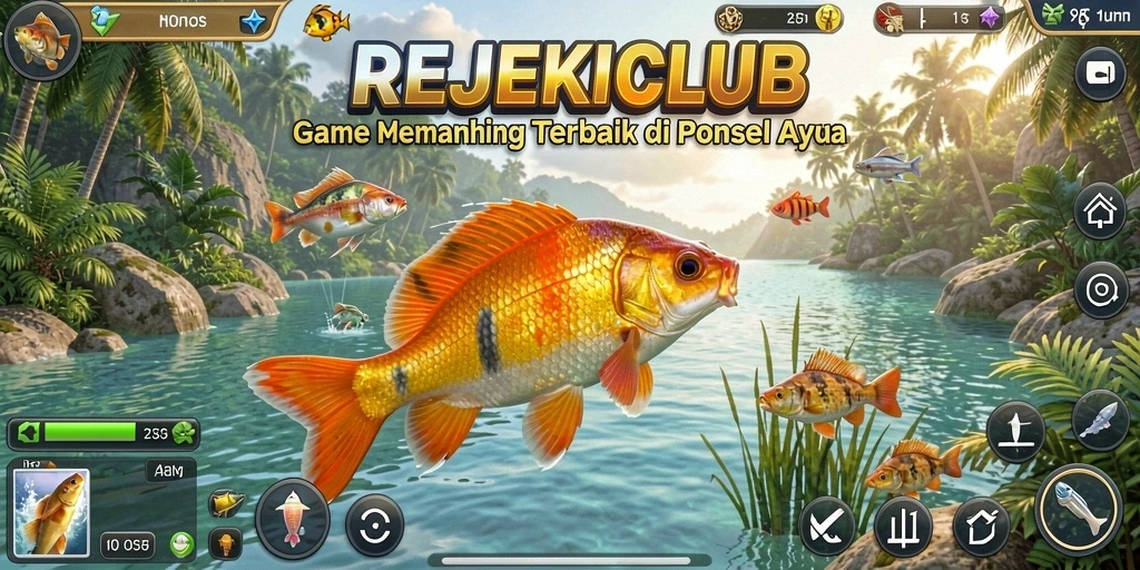 Screenshot gameplay memancing di REJEKICLUB menampilkan suasana yang mendebarkan.