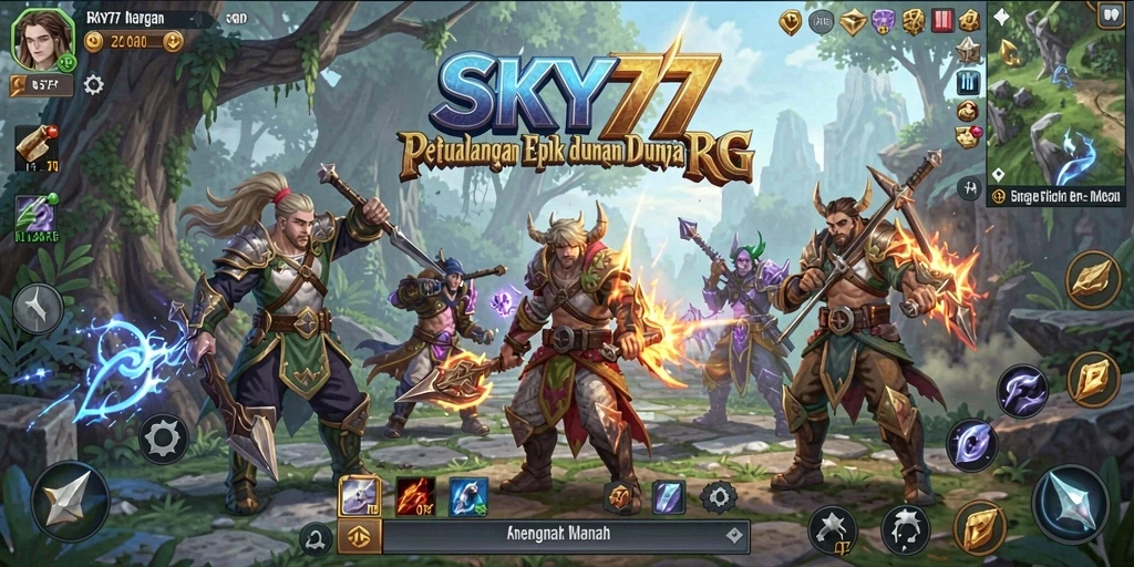Tampilan gameplay <strong>SKY77</strong> dengan karakter beraksi di dunia fantasi.