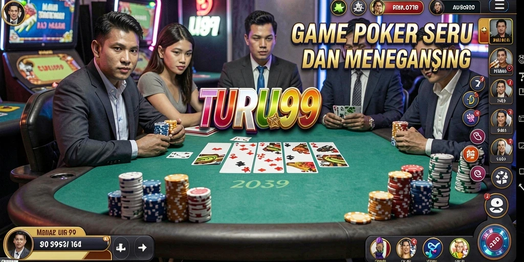 Tampilan gameplay Poker yang menarik dan interaktif di TURU99.