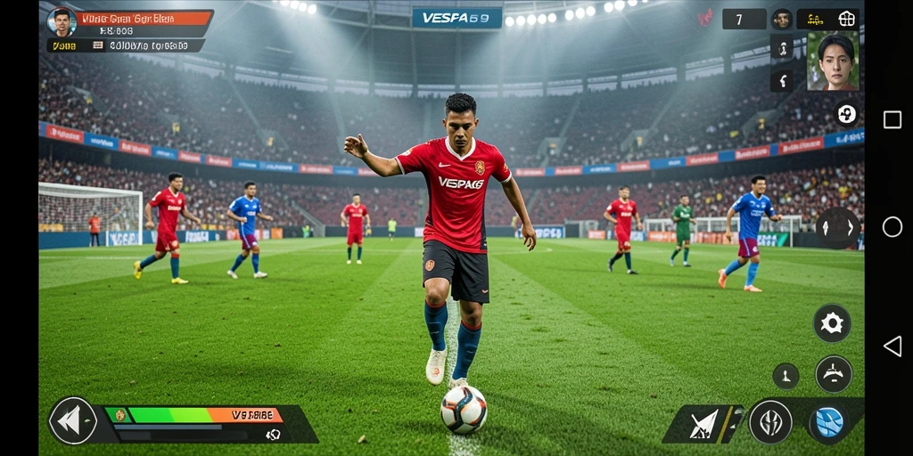 Screenshot VESPA69 memperlihatkan aksi seru dalam permainan sepak bola.