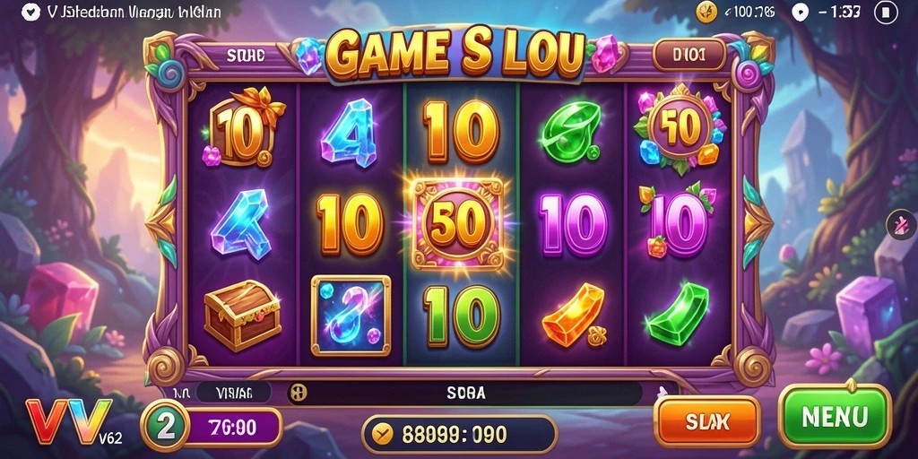 Tampilan utama gameplay VV62 dengan gulungan yang penuh warna.